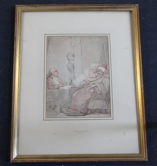 Thomas Rowlandson (1756-1827) Tending the invalid, a sketch of figures on a staircase verso, 11.25 x 8.5in. Provenance: Sothebys Londo